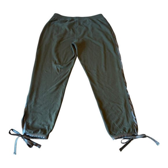 Fabletics Olive Green Pants Ankle Tie Sz Medium Elastic Waist Sweats Stretch - Picture 2 of 8